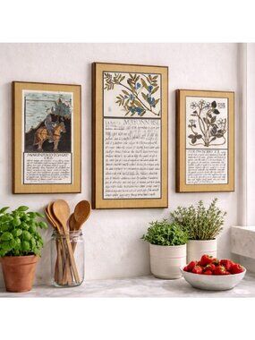 Set Of 3 Vintage Framed Recipe Wall Art Prints Featuring Mayonnaise Tomato And S
